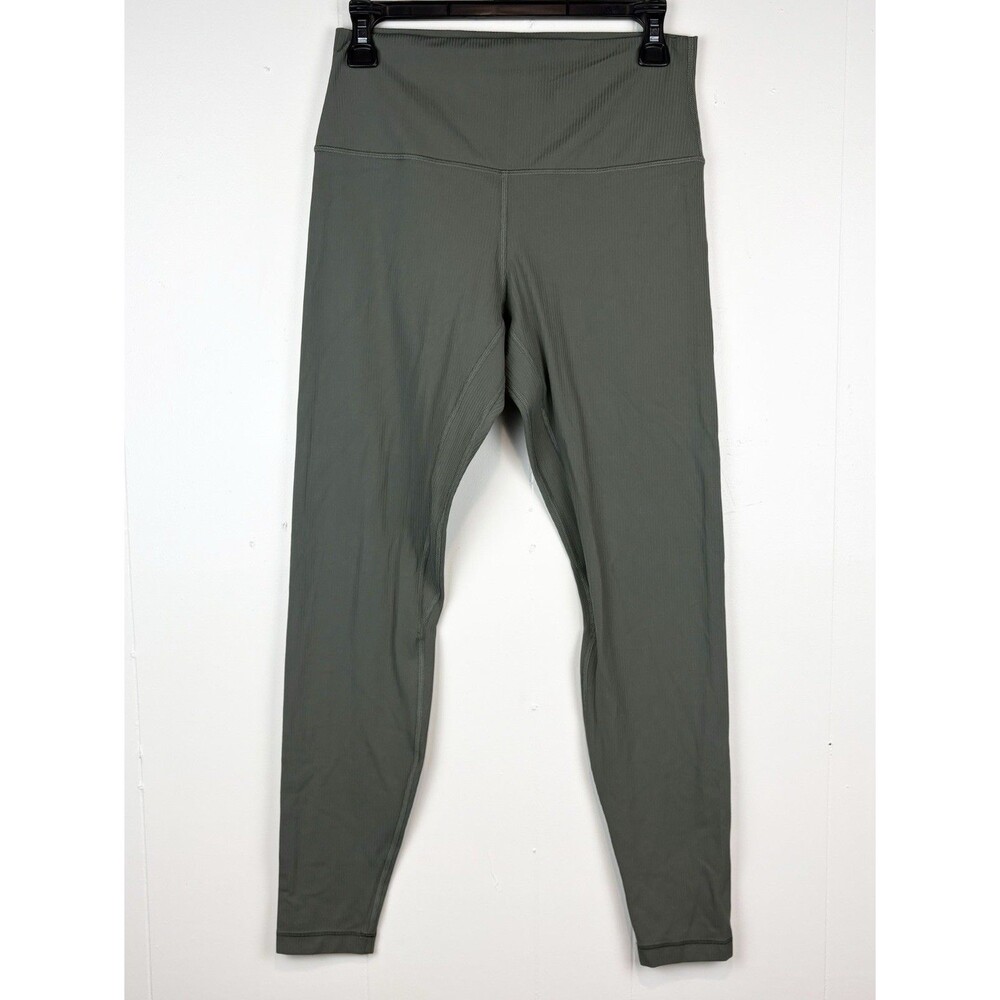 Lululemon Align High Rise Ribbed Pant Size 10 Green Olive Inseam 28" NWOT